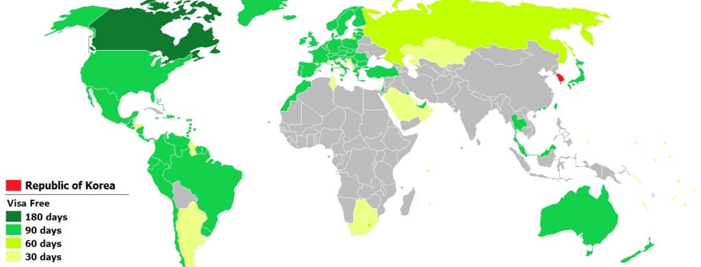 Countries that need a visa for Korea
